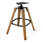 Барный стул со спинкой и металлической подставкой на 4-х деревянных ножках Бежевый Велюр Vendramin Chair варинант исполнения - 9 | Loft Concept в Тюмени