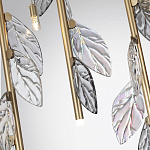 Люстра с золотистыми трубками и прозрачными стеклянными листьями на подвесах Sylva  варинант исполнения - 7 | Loft Concept в Тюмени