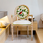 Стул с подлокотниками золотистый из бука с изображением птиц и цветов Blooming Red Birds варинант исполнения - 3 | Loft Concept в Тюмени