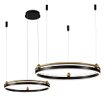Люстра подвесная с двумя кольцами черного и золотого цвета Ring Horizontal варинант исполнения - 2 | Loft Concept в Тюмени