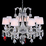 Люстра с 8-ю белыми текстильными абажурами и хрустальными подвесками Lustre Reverie варинант исполнения - 1 | Loft Concept в Тюмени