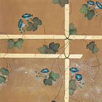 Обои ручная роспись Morning Glory Original colourway on gold metallic silk варинант исполнения - 2 | Loft Concept в Тюмени