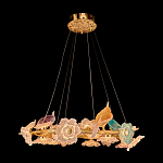 Люстра круглая на золотом каркасе с птичками и цветочным декором Miscellaneous herbs варинант исполнения - 1 | Loft Concept в Тюмени