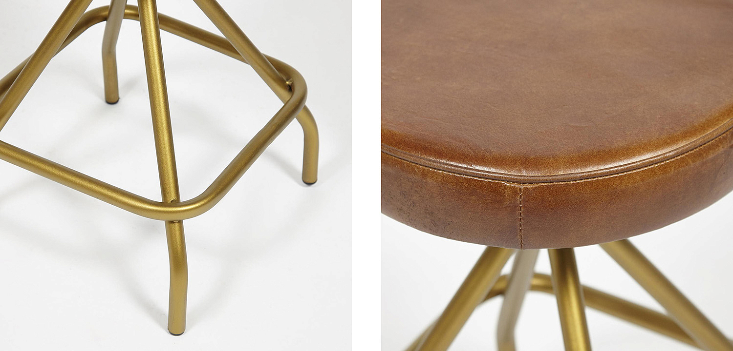 Стул из кожи буйвола Industrial leather stool Стул из кожи буйвола Industrial leather stool - Loft-Concept в Тюмени