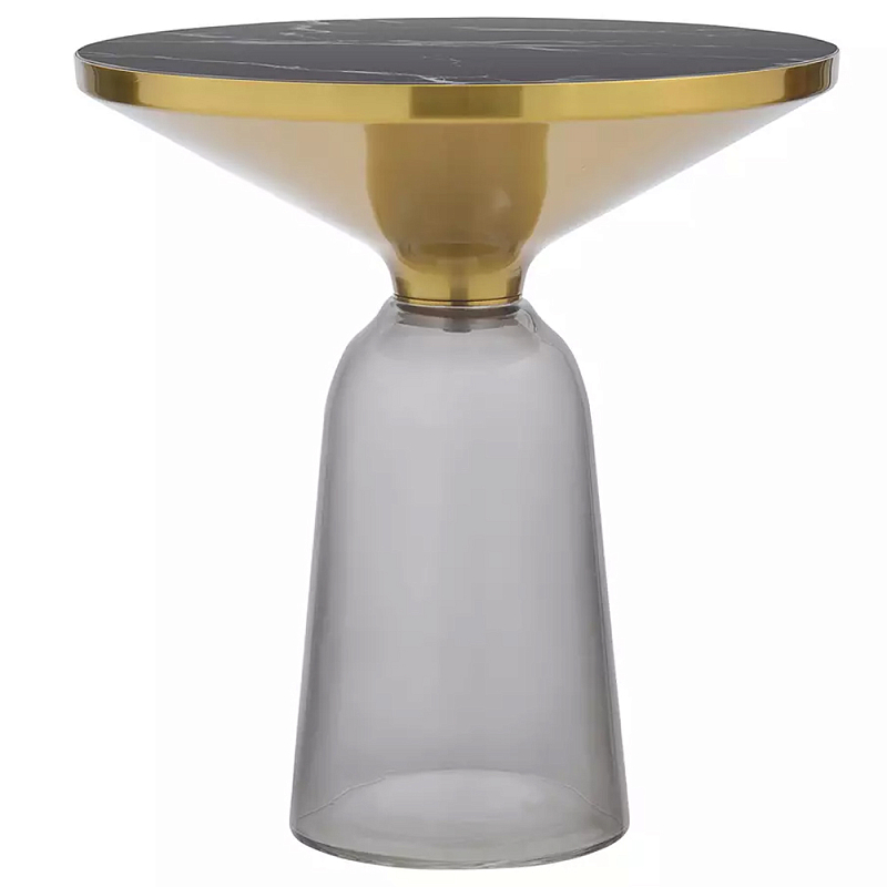 Кофейный столик с круглой стеклянной столешницей с мраморным узором Round Gray Table with Pattern Серый Черный Кофейный столик с круглой стеклянной столешницей с мраморным узором Round Gray Table with Pattern Серый Черный в Тюмени | Loft Concept