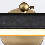 Светильник для картин цвет винтажная латунь с прямоугольным плафоном из кожи черного цвета Alora варинант исполнения - 5 | Loft Concept в Тюмени