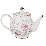 Чайник из фарфора белый с цветочным принтом Flower Porcelain Collection варинант исполнения - 1 | Loft Concept в Тюмени