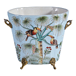 Кашпо из голубого фарфора с бронзовыми элементами Blue Garden варинант исполнения - 1 | Loft Concept в Тюмени