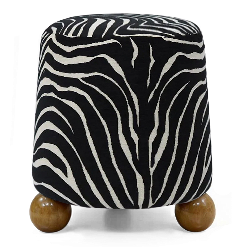 Пуф Wakonda обивка ZEBRA с Круглыми ножками  Черно-белый Коричневый в Тюмени | Loft Concept 