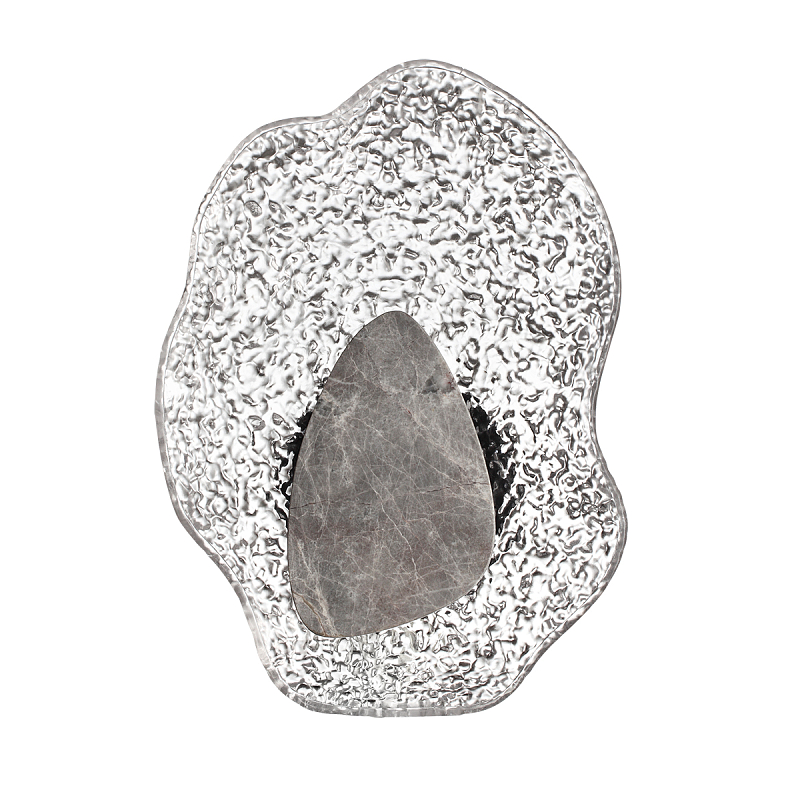 Бра с волнообразным стеклянным плафоном и вставкой из мрамора Liquid Stone Черный Прозрачное Стекло Серый Янтарный Коричневый Дымчатый (Smoke) в Тюмени | Loft Concept 