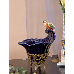 Чаша темно-синего цвета из фарфора с разноцветной птичкой Eden Garden porcelain and bronze варинант исполнения - 4 | Loft Concept в Тюмени