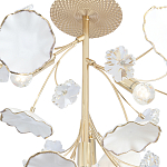 Потолочный светильник с золотыми ветвями и белыми лепестками на круглом рельефном основании Wintery flovers варинант исполнения - 2 | Loft Concept в Тюмени