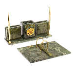 Настольный письменный набор из змеевика с гербом России Successful Leader варинант исполнения - 3 | Loft Concept в Тюмени