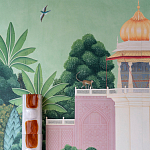 Обои ручная роспись Mahal Garden Original colourway on blue painted Xuan paper варинант исполнения - 3 | Loft Concept в Тюмени