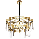 Двухъярусная люстра с прямоугольными хрустальными плафонами Glass Rectangles Gold Chandelier 76 варинант исполнения - 2 | Loft Concept в Тюмени