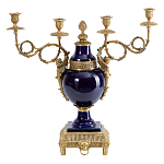 Подсвечник из темно-синего фарфора на бронзовой подставке с фигурками ангелов и декоративными ручками Eden Garden варинант исполнения - 1 | Loft Concept в Тюмени