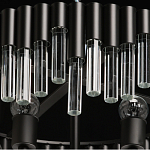 Люстра круглая из матового черного металла с подвесками из прозрачных стеклянных трубок Noir Tubes варинант исполнения - 8 | Loft Concept в Тюмени