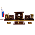 Настольный письменный набор с часами и визитницами из природного камня обсидиана Royal Present варинант исполнения - 1 | Loft Concept в Тюмени