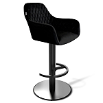 Барный стул вращающийся со спинкой и подлокотниками Douglas Rhombus Черный Велюр варинант исполнения - 1 | Loft Concept в Тюмени