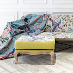 Банкетка из массива бука с изображением птиц и цветов Beige Green Chinoiserie Garden Banquette варинант исполнения - 3 | Loft Concept в Тюмени