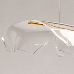 Люстра линейная с 3-мя белыми волнистыми плафонами Wave Line варинант исполнения - 8 | Loft Concept в Тюмени