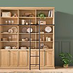 Книжный шкаф из массива сосны с металлической лестницей Burton Wood Cabinet варинант исполнения - 8 | Loft Concept в Тюмени