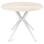 Стол обеденный с круглой столешницей из керамики на четырех белых ножках Sand Ceramics варинант исполнения - 1 | Loft Concept в Тюмени