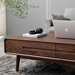 Кофейный стол из массива дерева с выдвижными ящиками Coffee Walnut Table варинант исполнения - 5 | Loft Concept в Тюмени