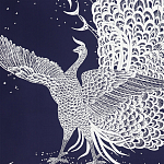 Обои ручная роспись в стиле Арт-деко Whistler Peacocks Special Colourway on Empire Blue dyed silk варинант исполнения - 2 | Loft Concept в Тюмени