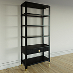 Стеллаж Elsa Dreams Black со стеклянными полками и ящиком варинант исполнения - 1 | Loft Concept в Тюмени