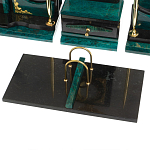 Настольный письменный набор из змеевика тёмно-зелёного цвета с декором в виде орла Successful Leader варинант исполнения - 4 | Loft Concept в Тюмени