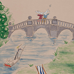 Обои ручная роспись Promenade Special Colourway on pink painted Xuan paper варинант исполнения - 1 | Loft Concept в Тюмени