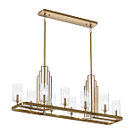 Люстра прямоугольная цвета латунь с прозрачными рифлеными цилиндрическими плафонами Kichler варинант исполнения - 2 | Loft Concept в Тюмени