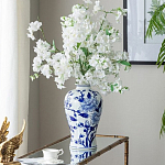 Ваза с бело-синей росписью и изображением цветов Blue & White Ornament варинант исполнения - 4 | Loft Concept в Тюмени