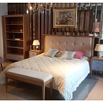 Кровать из массива бука с мягким изголовьем Tasteful Furniture варинант исполнения - 2 | Loft Concept в Тюмени