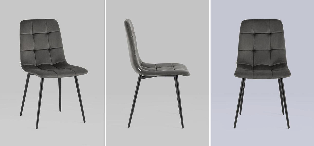 Стул NANCY Chair Темно-Серый Велюр Стул NANCY Chair Темно-Серый Велюр - Loft-Concept в Тюмени