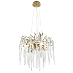 Люстра подвесная круглая в виде ветвей деревьев бронзового цвета с прозрачными подвесками-каплями Droplet Chandelier варинант исполнения - 1 | Loft Concept в Тюмени