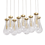 Люстра с 9-ю прозрачными стеклянными плафонами в форме капли Lucid Rain  варинант исполнения - 1 | Loft Concept в Тюмени