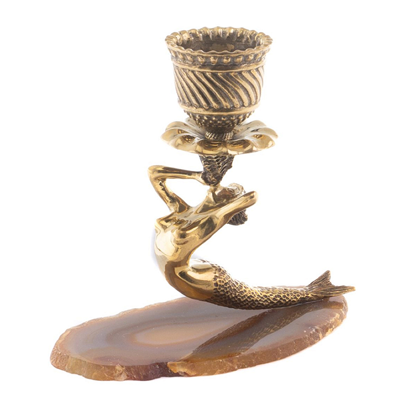 Подсвечник бронзовый из натурального камня агат Stone Candlestick Коричневый Золотой Подсвечник бронзовый из натурального камня агат Stone Candlestick Коричневый Золотой в Тюмени | Loft Concept