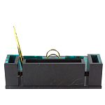 Настольный письменный набор из змеевика с часами и календарницей Successful Leader варинант исполнения - 3 | Loft Concept в Тюмени