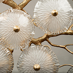 Потолочная люстра круглая ветвистыми бронзовыми элементами и стеклянными рифлеными дисками Textured Glass Chandelier варинант исполнения - 5 | Loft Concept в Тюмени