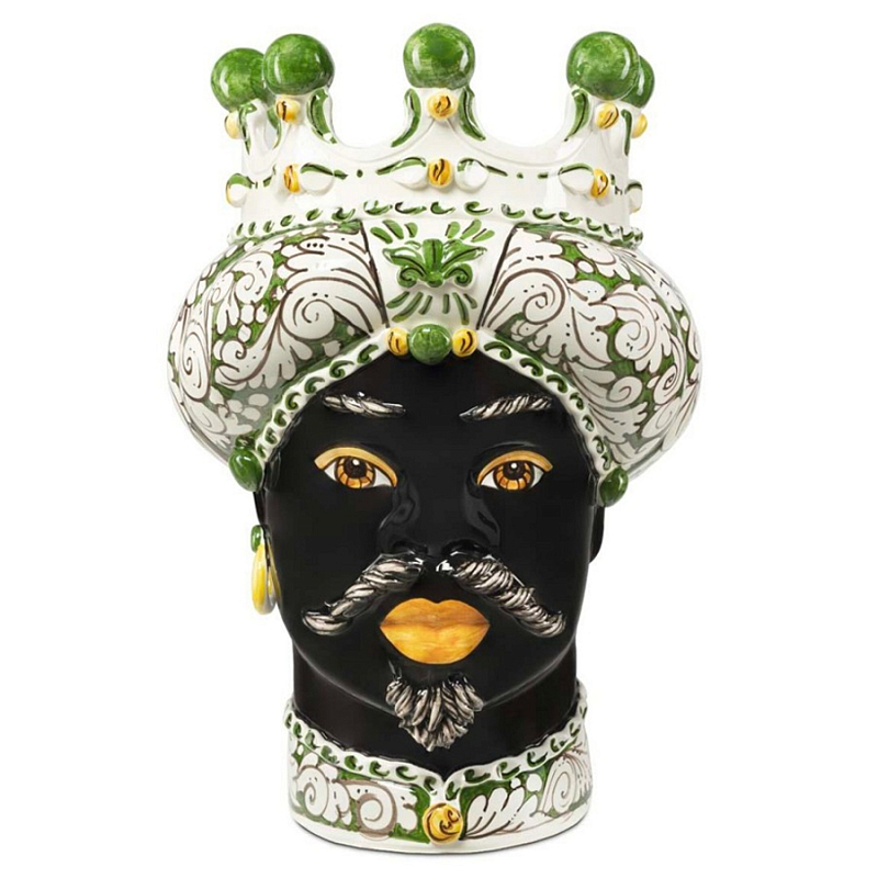 Ваза Vase Moro Man Ornate Dark Green Черный Зеленый Белый Ваза Vase Moro Man Ornate Dark Green Черный Зеленый Белый в Тюмени | Loft Concept