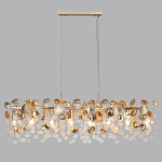 Люстра линейная с подвесками в форме монеток и золотистыми круглыми элементами из металла в виде лепестков FAIRYTREE Light варинант исполнения - 4 | Loft Concept в Тюмени