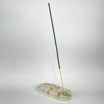 Подставка под благовония из эпоксидной смолы с цветами белая Epoxy Resin Flowers Incense Oval Stand White варинант исполнения - 3 | Loft Concept в Тюмени