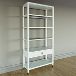 Стеллаж Elsa Dreams White со стеклянными полками и ящиком варинант исполнения - 1 | Loft Concept в Тюмени