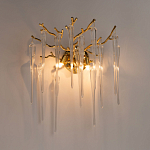Бра золотого цвета с разветвленными ветвями и длинными прозрачными подвесками в форме стеклянных сосулек Droplet Chandelier варинант исполнения - 2 | Loft Concept в Тюмени