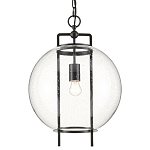 Подвесной светильник в форме шара из прозрачного стекла на линейном черном каркасе  Glass Ball with Seeds варинант исполнения - 2 | Loft Concept в Тюмени