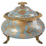 Шкатулка голубого цвета с золотым растительным узором Eden Garden варинант исполнения - 1 | Loft Concept в Тюмени