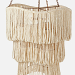 Трехъярусная люстра с подвесками из круглых деревянных бусин белая White Beads Three-tier Chandelier  варинант исполнения - 4 | Loft Concept в Тюмени