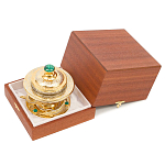 Икорница c декором "Три стерлядки" с гравировкой и натуральным камнем Малахит Decorative Cavair Dishes варинант исполнения - 3 | Loft Concept в Тюмени